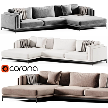 Modern Time Corner Sofa Design 3D model image 1 