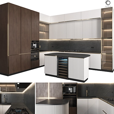 Modern Kitchen 3D Model Kit 3D model image 1 