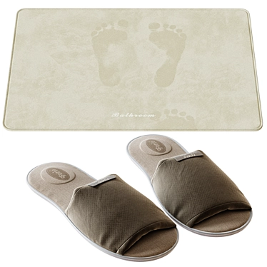 Bath Mat and Slippers 3D model image 1 