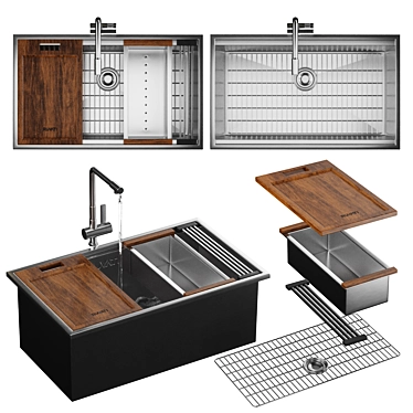 Modern Ruvati Sink with Tap 3D model image 1 