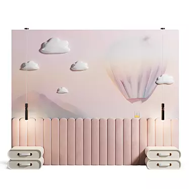 Fairy-themed children's bed headboard 3D model image 1 