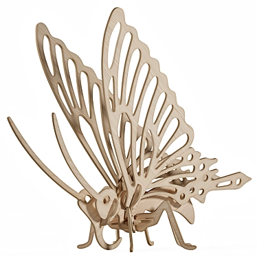 Rustic Wood Butterfly Decor 3D model image 1 