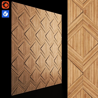 Exported Wooden Wall Panel with Texture 3D model image 1 