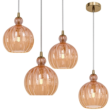Elegant Amber Pendant Light 3D model image 1 
