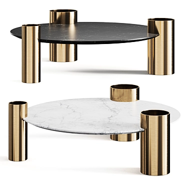 1stDibs Black Marble Round Coffee Table Brass Legs