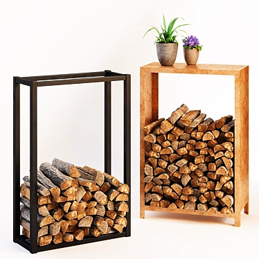  Metal Firewood Storage Racks 3D model image 1 