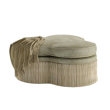 Trefoil Velvet Ottoman - Elegant Comfort 3D model image 1 