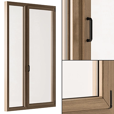 Modern Wood Glass Door Set 3D model image 1 