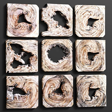 Handmade Whitewashed Wood Wall Art 3D model image 1 