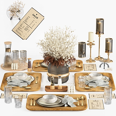 Modern Tableware Set in 3D 3D model image 1 