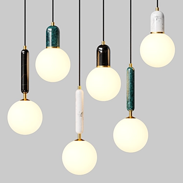 Elegant orb pendant light duo 3D model image 1 