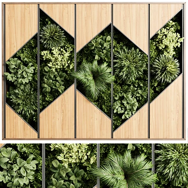 Wooden Frame Vertical Wall Garden 3D model image 1 