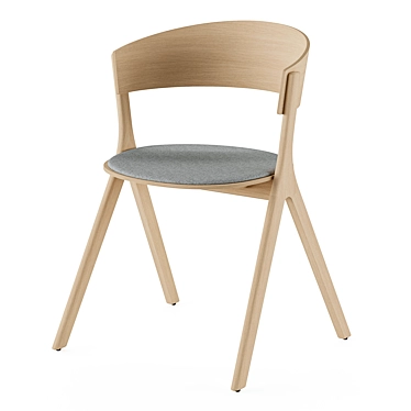 Modern Nordic V-Ray Wood Chair 3D model image 1 