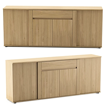 Natural Oak 4-Door Buffet 3D model image 1 