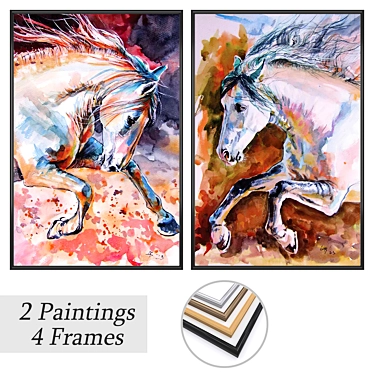 Duo Art Print Set with Frames 3D model image 1 