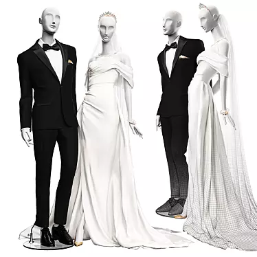 Wedding Mannequin Display Set 3D model image 1 