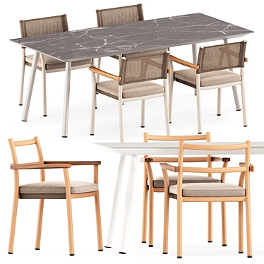 Modern Chic Set: Guinea Chairs & Babila Table 3D model image 1 