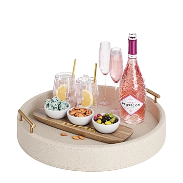 Elegant Prosecco Rosé Table Set 3D model image 1 