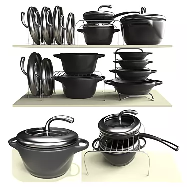 Compact Pot and Pan Storage 3D model image 1 