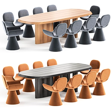 Modern Geometric Table & Chair 3D model image 1 
