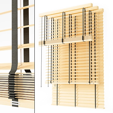 Versatile Wooden Blinds Set 14 3D model image 1 