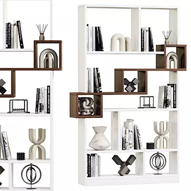 Modern Andree Bookcase with Shelves 3D model image 1 