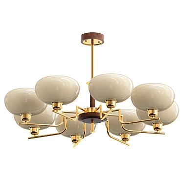 Luxury Brass Drum Chandelier Fixture 3D model image 1 