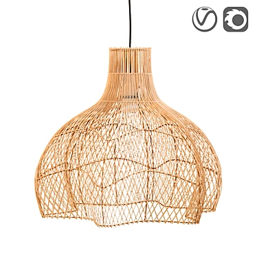 Hand-woven Rattan Pendant Light 3D model image 1 