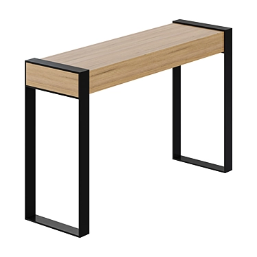 Solid Oak Console Table 3D model image 1 