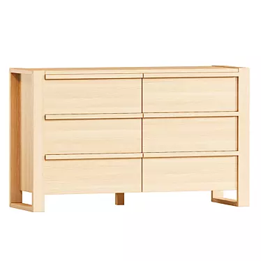 Modern Ash Wood Kids Dresser 3D model image 1 