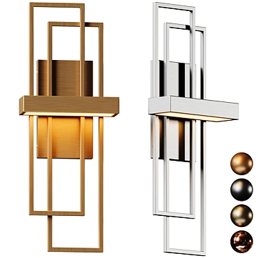 Modern Metal Geometric Wall Sconce 3D model image 1 