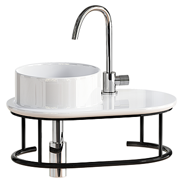 Sleek Curvy White Sink 500mm 3D model image 1 