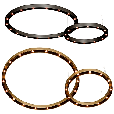 Metallic Ring Dot Pendant Light 3D model image 1 