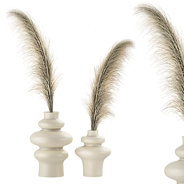 Boho Pampas Plant Vase Set 3D model image 1 