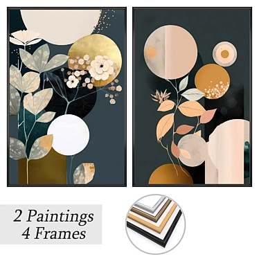 Modern Art Set with Frames 3D model image 1 