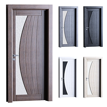 Modern Interior Wooden Doors Set 3D model image 1 