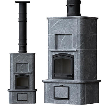 Stone Fireplace Convection Stove 3D model image 1 