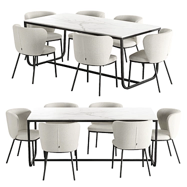 Modern Nordic Dining Set with Cisilia Chair 3D model image 1 