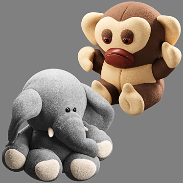 Cozy Jungle Plush Set 3D model image 1 