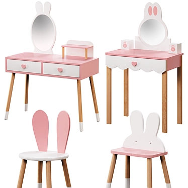 Kids Vanity Set Pink Princess 3D model image 1 