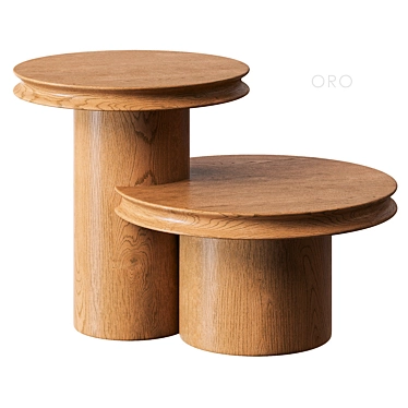 Oro Natural Walnut Tiered Side Table 3D model image 1 