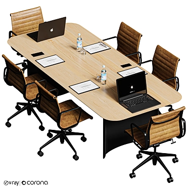 Modern Office Table Set 3D model image 1 