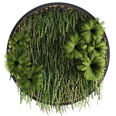 Green Wall Circle Plants Art 3D model image 1 