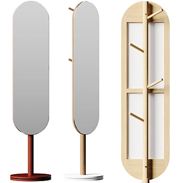 Wood and Glass Standing Mirror 3D model image 1 