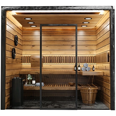 Modern 3D Sauna Interior Model 3D model image 1 