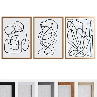 Modern Abstract Picture Frames Set 3D model image 1 