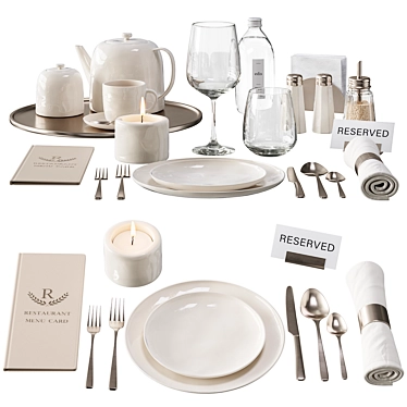 Elegant Restaurant Tableware Set 3D model image 1 