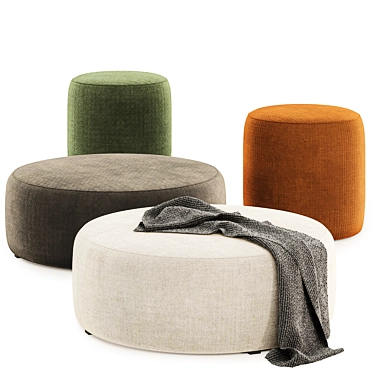 Versatile Folk Pouf in 4 Colorful Choices 3D model image 1 