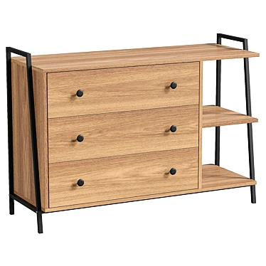  Modern 3-Drawer Dresser, Realistic UVs 3D model image 1 