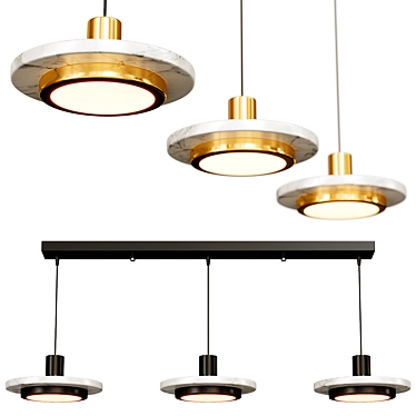 Modern Marble Ring Pendant Lamp 3D model image 1 